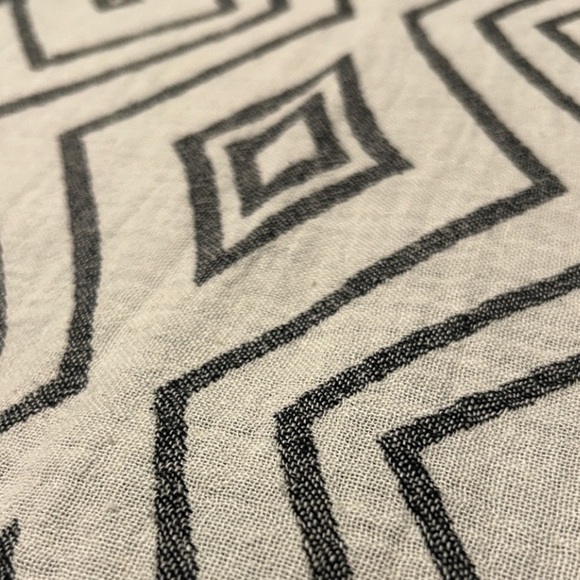 Boho Aztec Travel Blanket Free Hand Woven Organic Cotton 2 Side Black White NEW! - Picture 5 of 7